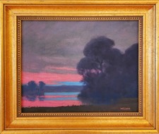 American Southwest Landscape Original Painting Sunset in Beautiful Gold Frame picture