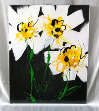 WILDFLOWERS PAINTING ORIGINAL ACRYLIC ABSTRACT MODERN ART 16X20X1 SIGNED UNIQUE picture