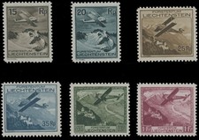 1930, LIECHTENSTEIN AIR POST AIRPLANES OVER LANDSCAPES 15RP-1FR, NH SC.#C1-6 picture