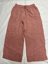 Joie 100% Linen Salmon Pink Wide Leg Drawstring Ankle Pants Beach Boho M NEW picture