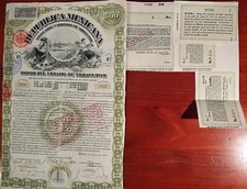 Mexico 1907 Republica Mexicana State Tamaulipas 500 Pesos Coupon Bond Loan picture