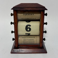 Original Antique Wooden Stained Pine Perpetual Desk Calendar picture
