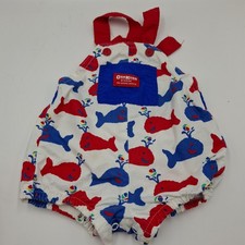 Vintage Oshkosh B’gosh Whale Print Bubble Romper Sz 12 Months  picture