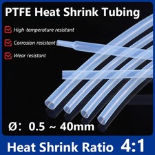 Clear 4:1 PTFE Heat Shrink Tubing 260°C HIGH TEMP Tube Preservative Sleeving picture
