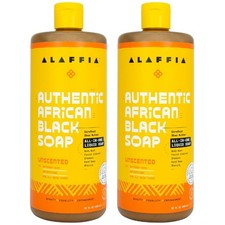2 pack Authentic African Black Soap Liquid All-In-One Unscented 32 Oz by Alaffia picture