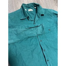 Vintage LL Bean Chamois Cloth Shirt Mens 16.5 L Teal Green Cotton Made in USA picture