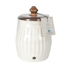 Stoneware Garlic Keeper White Kitchen Countertop Storage Container Jar picture