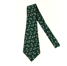 Vintage Silk Tie Kilkeny Irish Poplin Green Geometric Swing MCM  3.75