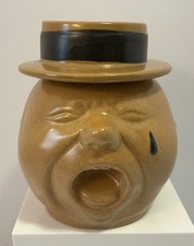 VINTAGE STANGL POTTERY STOBY CRY BABY FACE MUG W/ ASHTRAY HAT #1677 RARE MINT picture
