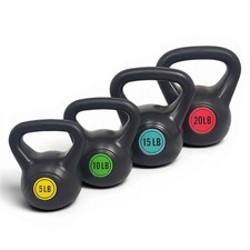 BalanceFrom Fitness Home Gym Vinyl Coated Solid Cast Iron Kettlebell Weight Set picture