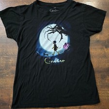 Coraline Movie Graphic T-Shirt Laika Ripple Junction Black Womens 2X horror picture
