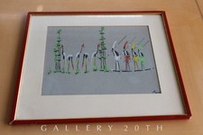 VTG MID CENTURY CONGO WARRIORS PAINTING ART HAGENAUER ORIG BARSONY MODERN BOHO picture