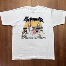 Exhorder Slaughter In The Vatican Thrash Metal White Graphic T-Shirt picture