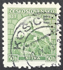 Czechoslovakia - 1929 Scott #196 Český Ráj Landscape Castle View PERFIN - Stamp picture