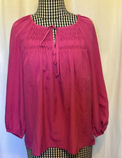 Anthropologie Daniel Rainn Austen 3/4 Sleeve Smocked Blouse Pink Size XS NWT picture