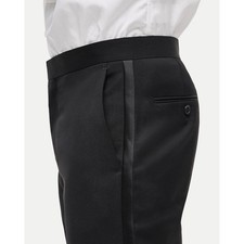 J.Crew Mens 31x30 Ludlow Tuxedo Pants Black Wool Satin Stripe 17555 NEW picture