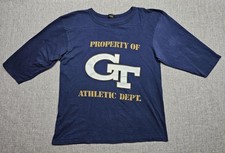 VINTAGE Georgia Tech Yellow Jackets Shirt Mens Large Blue NCAA Football Ebert picture