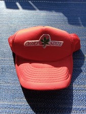 Vintage Ohio State Buckeyes Red Leaf Mesh Trucker Snapback Hat Cap OSU 90s READ picture