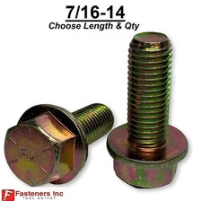 7/16-14 Grade 8 Flange Frame Bolt Yellow Zinc Plated (All Sizes & Qty's) 7/16