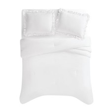 The Farmhouse by Rachel Ashwell 3pc King Ruffled Washed Comforter Set White picture