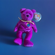Rare Ty Beanie Babies Millennium Purple Bear Plush 2000 Vintage Ages 3+ 4-7 picture