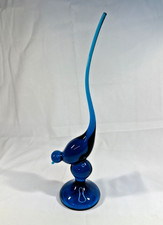 Vintage MCM Viking Glass Blue Teal XL Long Tail Lrg Body 12.75