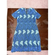 Elie Tahari Blue Floral Guipure Lace Short Sleeve Shift Dress Womens Size 16 picture