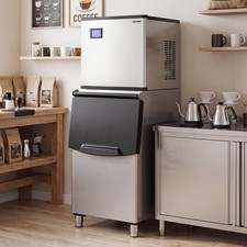 Commercial Ice Maker 450 lbs/24H Ice Machine w/250 lbs Storage Bin Self-cleaning picture