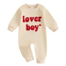 Ursobutegl Newborn Baby Boy Romper Jumpsuit Lover 3-6 Months, Apricot  picture
