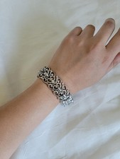 Gorgeous Vintage Signed Monet Rhodium Plated Filigree Bracelet picture