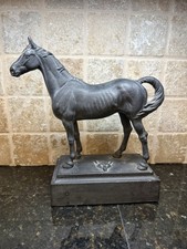 VTG Antique Cast Iron Horse Doorstop Heavy 8.5+ lbs Fox Face Base Equestrian picture