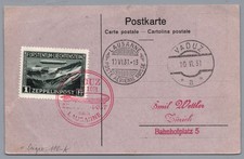 Liechtenstein Zeppelin document EF MiNo. 114 trip Vaduz Lusanne 1931 to Zurich picture