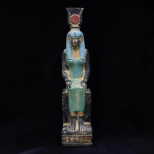 Egyptian Pharaonic Statue Hathor Goddess Motherhood Rare Antique Antiques BC picture