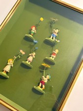 Vintage German Erzgebirge Wooden Flower Children Collection – Framed Set of 6 picture