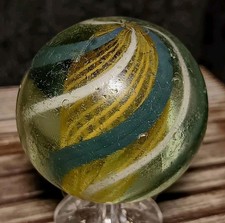 Antique German Handmade Latticinio Core Swirl Marble. 1.47