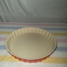 Vintage Cousances 26 Orange Enamel Cast Iron Tart Quiche Pan Made in France picture