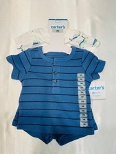 Carter's 0-3M 3-Piece Shark T-Shirt, Striped Bodysuit & Shorts Set NWT picture