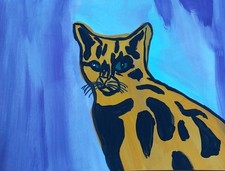 Original Cat Neo Expressionism Painting Hand Painted Wall Art 9x12 Paper GAT picture