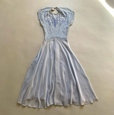 1940s art deco style lace beaded dress icy blue picture