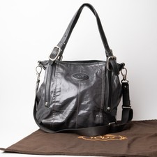 TOD'S G-Line Easy Sacca 2WAY Tote Shoulder Bag Grey PVC x Leather picture