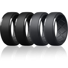 Egnaro Men's Silicone Rings 10mm Wide 2.5mm Thick Rubber Wedding Bands, Multi... picture