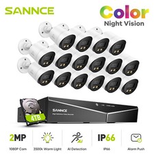 SANNCE 1080P Full Color Night Home Security Camera System 16CH 5IN1 DVR Outdoor picture
