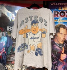 Vtg Houston Astros MLB Baseball Flintstone 90s Rare Gray T shirt Unisex HN8317 picture