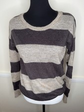 Club Monaco Women’s S Black Cream Striped Mohair Blend light weight Sweater WOW picture