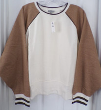 NWT NEW FALL T BY TALBOTS LARGE COZY FLEECE COLORBLOCK PULLOVER TOP  $89.50 picture