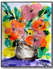 D Pantoja Floral 11x4 Paper Original Artwork Abstract Expressionist Collectible picture