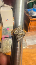 ​Vintage 10K Yellow Gold Tiered Diamond Cluster Ring 4.26g SDX3 Size 7 picture