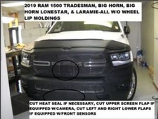 Lebra Front End Mask Bra Fits 2019-2024 Dodge Ram 1500 W/O wheel lip molding picture
