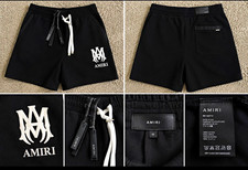 AMIRI Men’s Black Cotton Fleece Sweat Shorts Drawstring Logo Pockets Size M picture