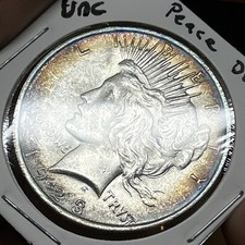 BU 1923-P Peace Dollar Toner Gem Rainbow silver rim toned PDT3 picture
